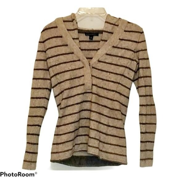 Sweater Banana Republic Hood Hooded Gray Grey Striped Women's WOMAN'S Small - Picture 2 of 10
